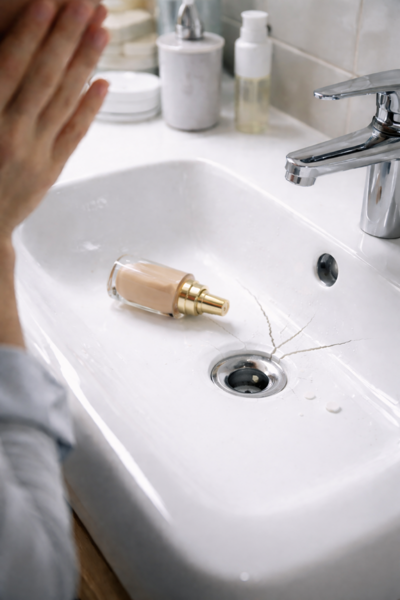 陶器の洗面ボウル　ヒビ割れ